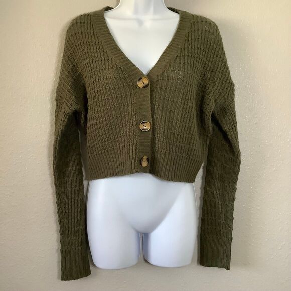 Love Change Italy Sweaters - Mossy Green Cottagecore Goblincore Forest‎ Fairy Button Up Knitted Cardigan XS